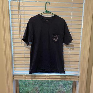 Large, dark blue, Hanes Beefy-T